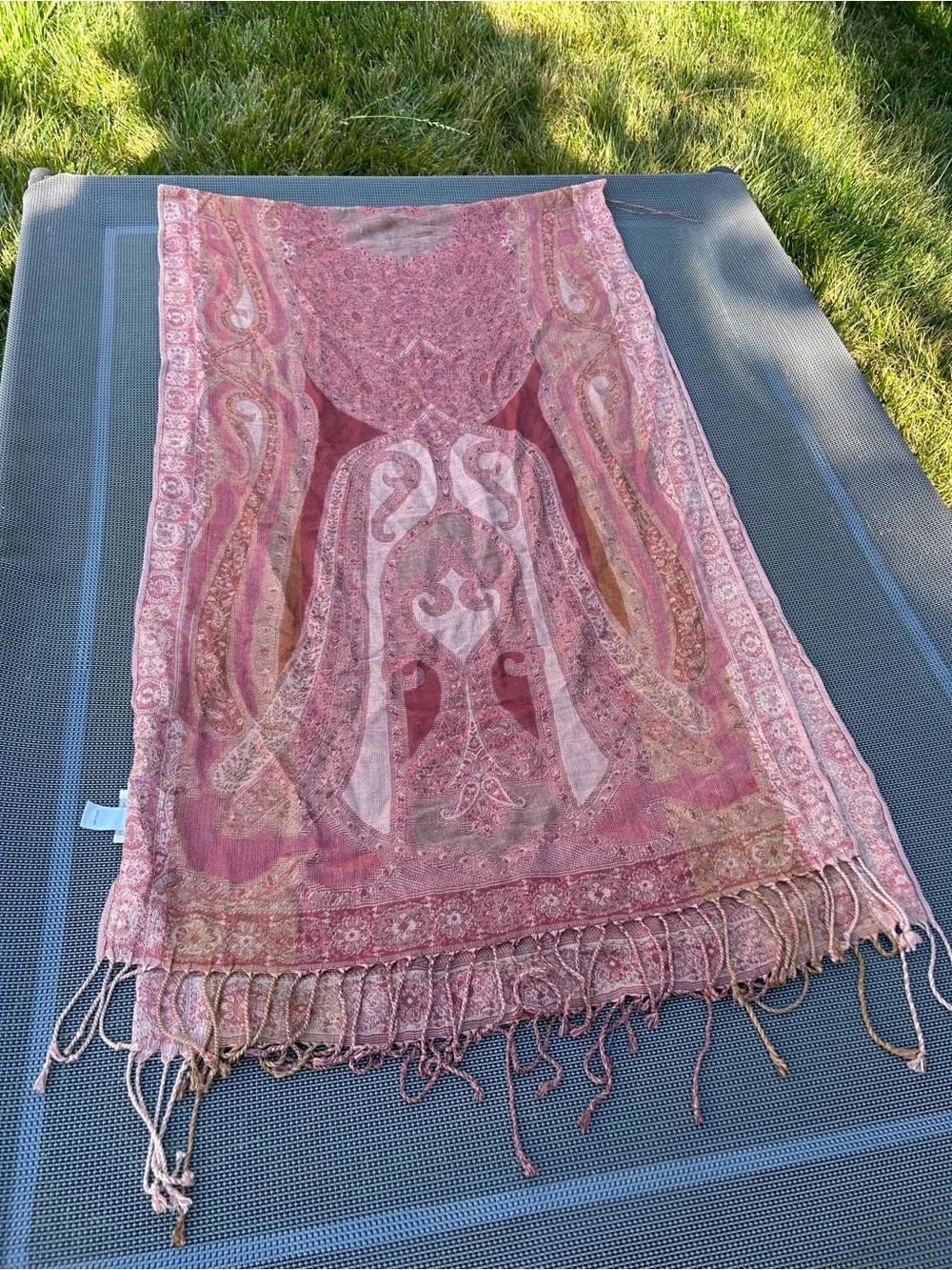 Pashmina scarf by charming Charlie pink whimsy spring fall paisley fairy